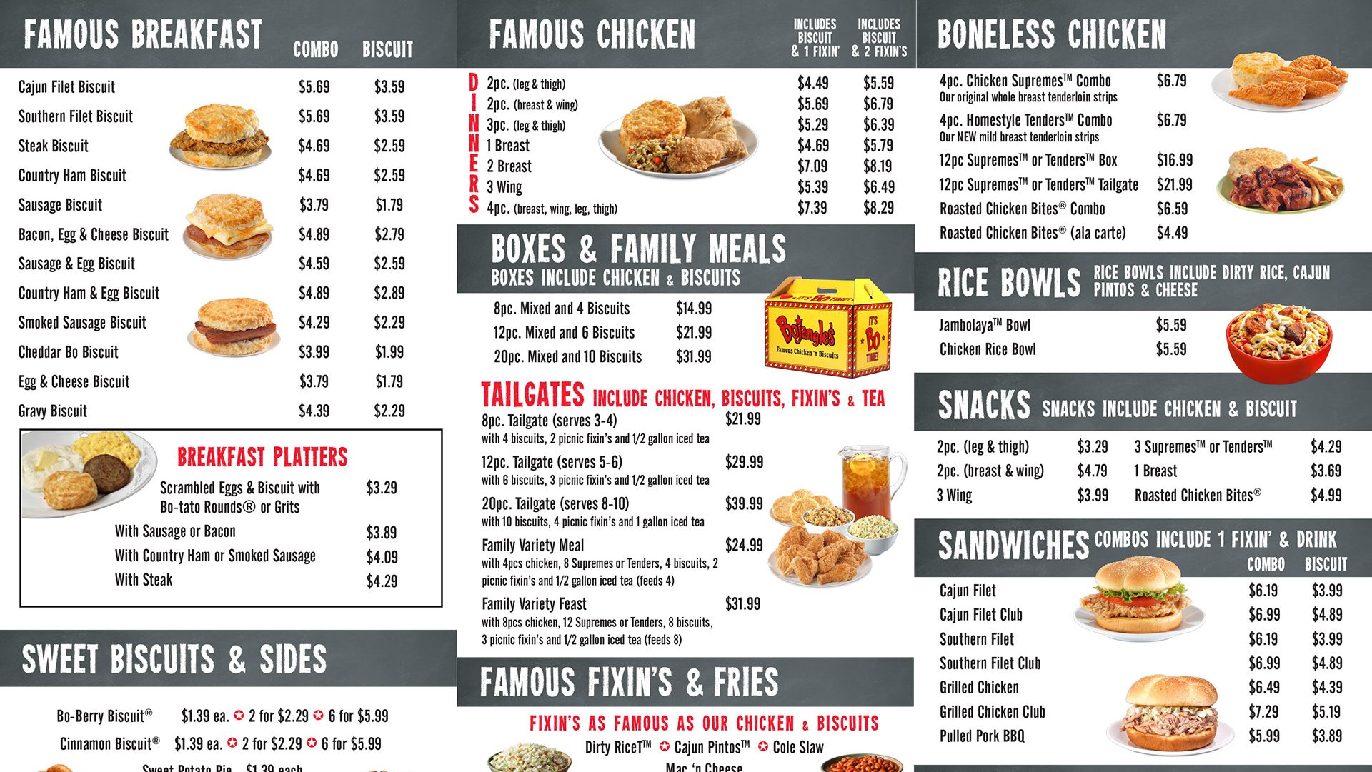 Bojangles' Menu With Prices Pictures and breakfast menu