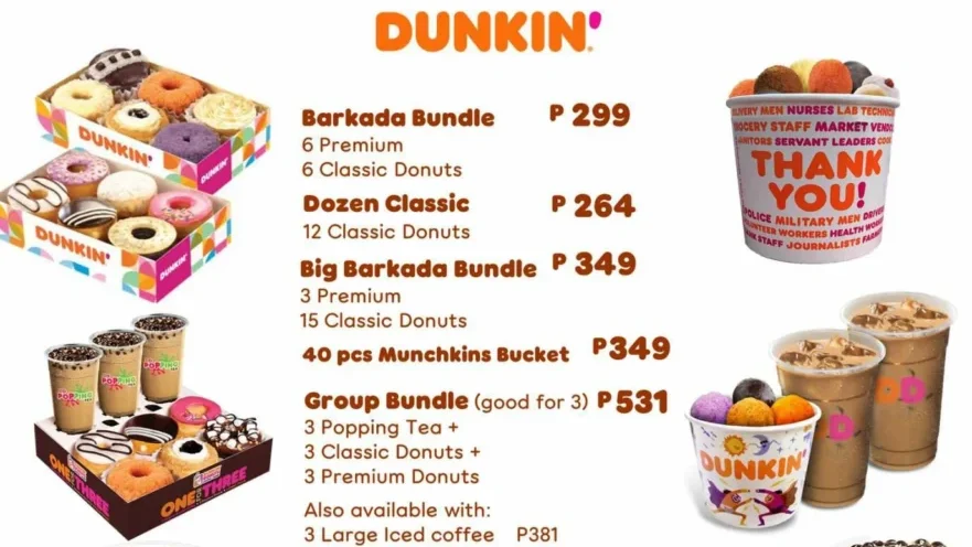 dunkin donuts menu prices pictures