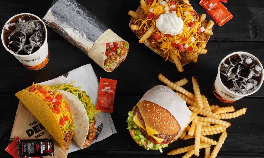 Del Taco food burger , specials bestsellers prices