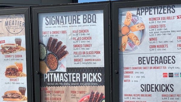 Sonny's BBQ Menu with Prices