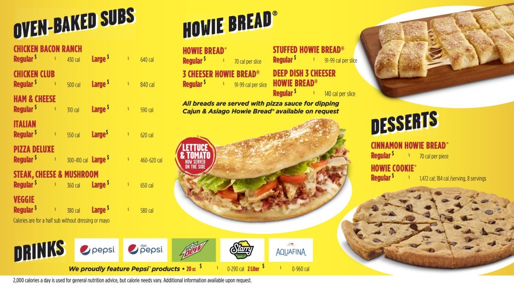 Hungry Howie's Menu With Prices and menu pictures